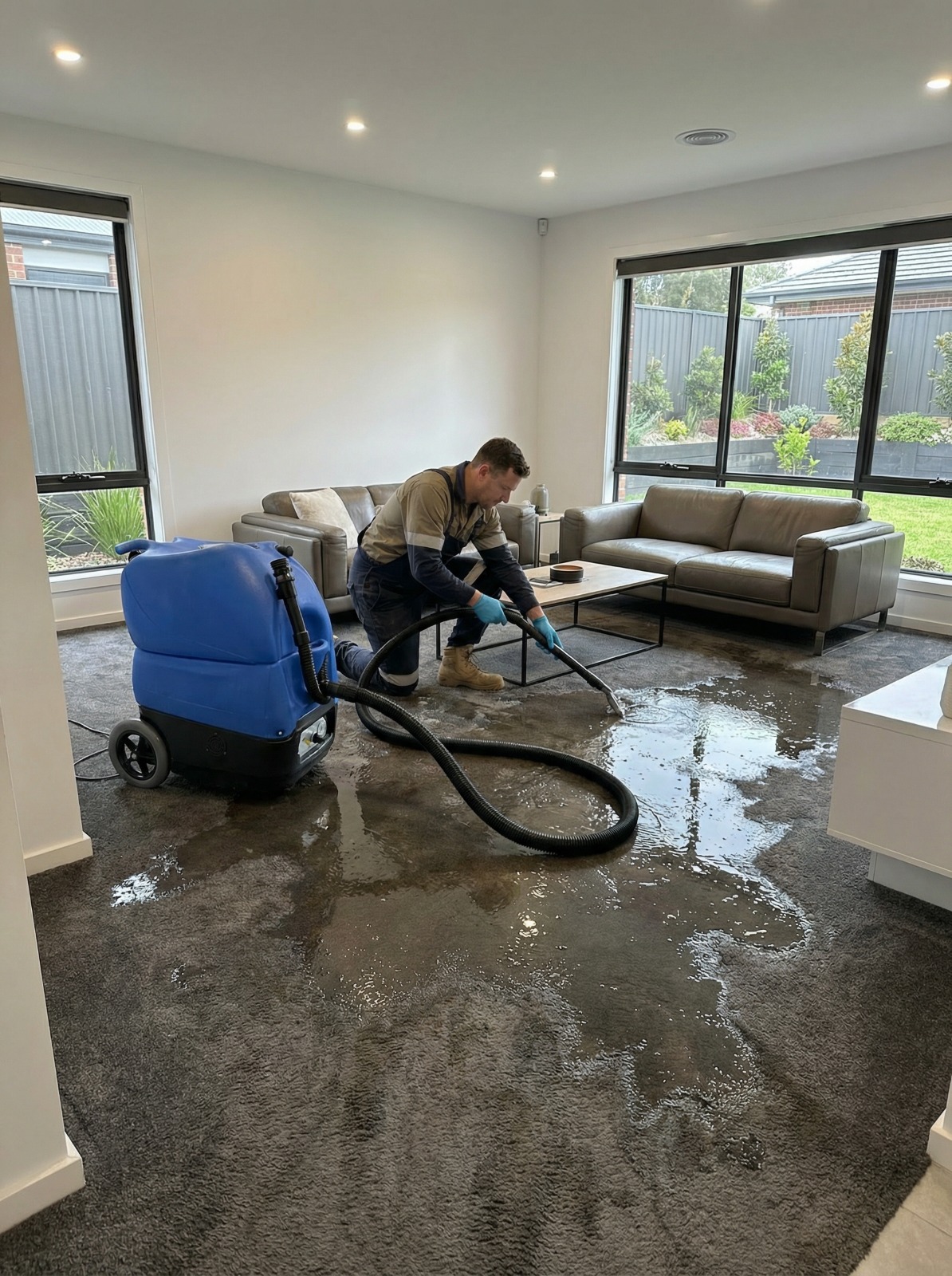 technician is extracting water